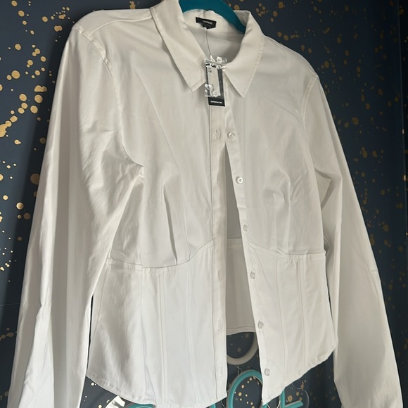 White corset blouse EXPRESS size Large - Picture 2 of 4